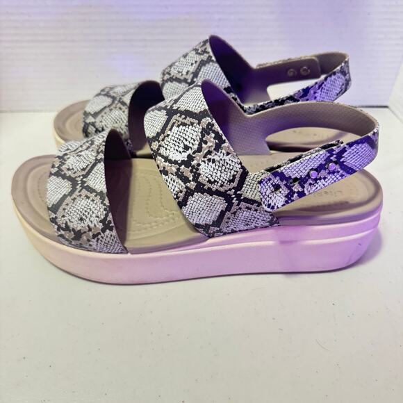 Crocs Snakeskin Adjustable platform Sandals in great condition SZ 9 - Picture 5 of 8